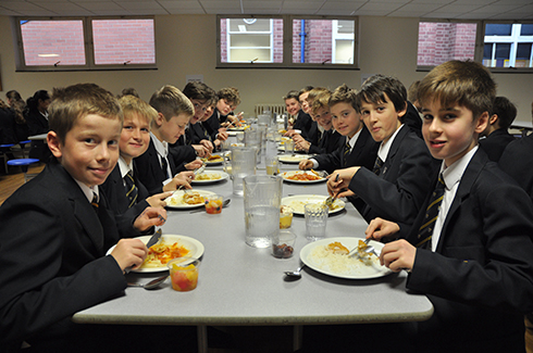 HCS pupils eating lunch