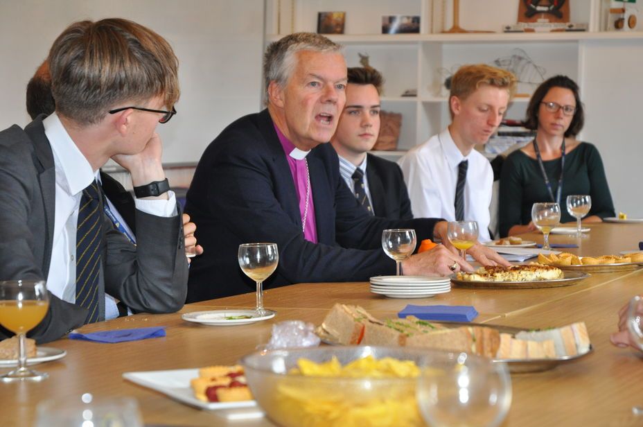 Bishop joins Sixth Form for lunch